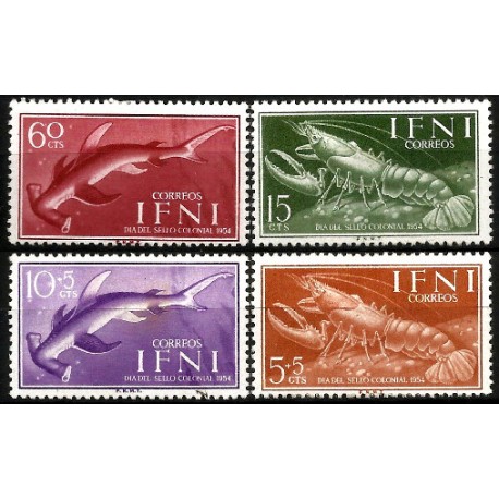 Sidi Ifni. 1954. Serie Completa (Nuevo, con señal de fijasellos) Día del Sello Colonial