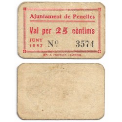 Penelles. 1937. 25 Céntimos (MBC/MBC-)