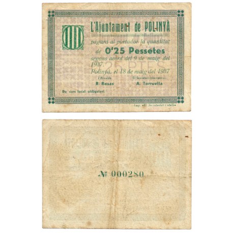 Polinyà. 1937. 25 Céntimos (MBC)