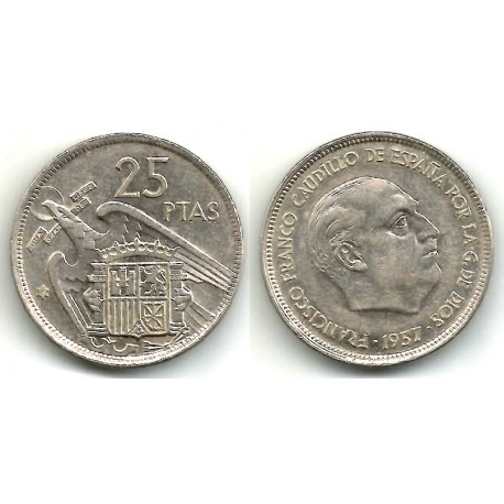 Estado Español. 1957*(75). 25 Pesetas (MBC+)