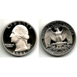(A164a) Estados Unidos de América. 1981(S). Quarter Dollar (Proof)