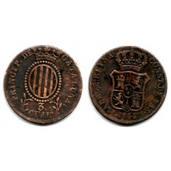 Isabel II. 1844. 3 Cuartos (BC+) Ceca de Cataluña