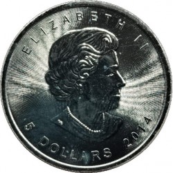 Canadá. 2014. 5 Dollars (EBC+) (Plata)
