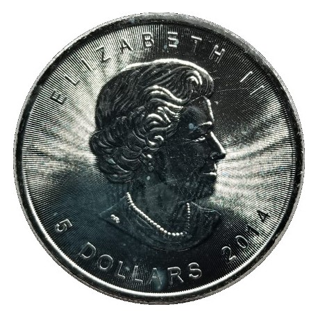 Canadá. 2014. 5 Dollars (EBC+) (Plata)