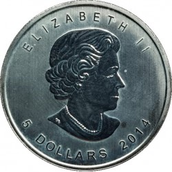 Canadá. 2014. 5 Dollars (EBC) (Plata)