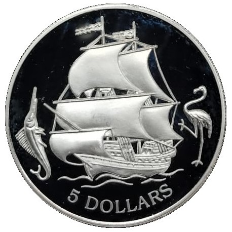 (170) Bahamas. 1993. 5 Dollars (EBC+) (Plata)