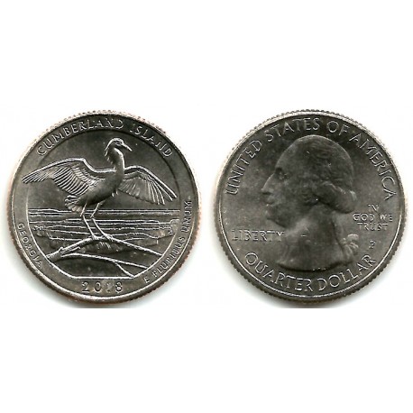 Estados Unidos de América. 2018(P). Quarter Dollar (SC) Cumberland Island