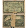 Cervera. 1937. 1 Peseta (RC+) Roturas y Adhesivo