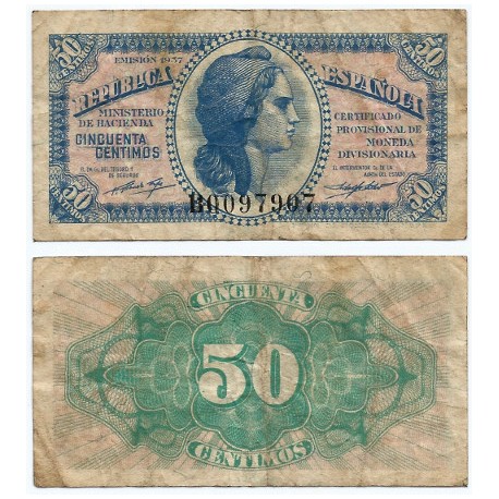 España (II República). 1937. 50 Céntimos (BC) Serie B