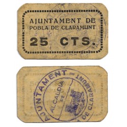 Pobla de Claramunt. 1937. 25 Céntimos (EBC)