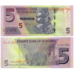 (W102) Zimbabue. 2019. 5 Dollars (SC)