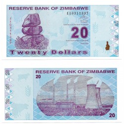 (95) Zimbabue. 2009. 20 Dollars (SC)