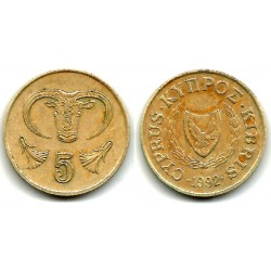 (55.3) Chipre. 1992. 5 Cents (MBC)