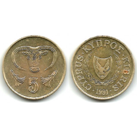 (55.3) Chipre. 1991. 5 Cents (EBC)