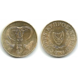 (55.3) Chipre. 2001. 5 Cents (EBC+)