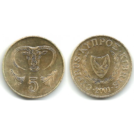 (55.3) Chipre. 2001. 5 Cents (EBC+)