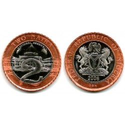 (19) Nigeria. 2006. 2 Naira (EBC+) Manchas