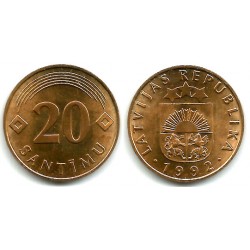 (22) Letonia. 1992. 20 Santimu (SC)