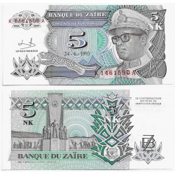 (48a) Zaire. 1993. 5 Nouveaux Makuta (SC)