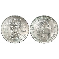 (185) Países Bajos. 1966. 2½ Gulden (EBC+) (Plata)