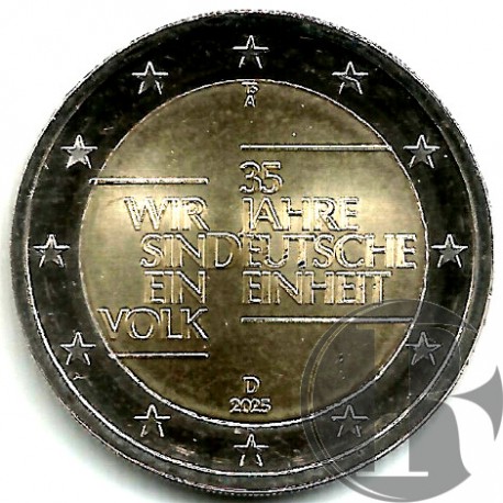 Alemania. 2025(A). 2 Euro (SC) 35. Aniv. Reunificación