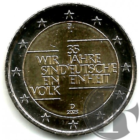Alemania. 2025(F). 2 Euro (SC) 35 Aniv. Reunificación