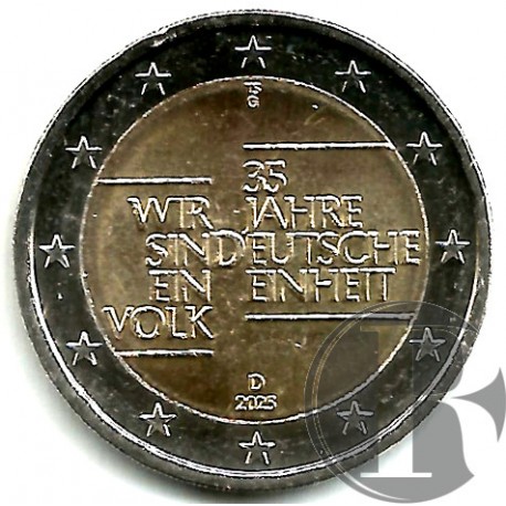 Alemania. 2025(G). 2 Euro (SC) 35 Aniv. Reunificación