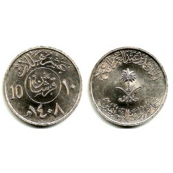 (62) Arabia Saudí. AH1408. 10 Halala (SC)