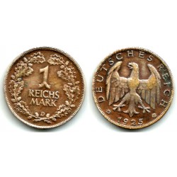 (42) Imperio Alemán (Weimar). 1925(D). 1 Mark (BC) (Plata)