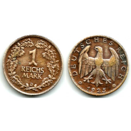 (42) Imperio Alemán (Weimar). 1925(D). 1 Mark (BC) (Plata)