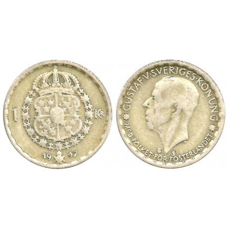 (814) Suecia. 1947. 1 Krona (BC) (Plata)