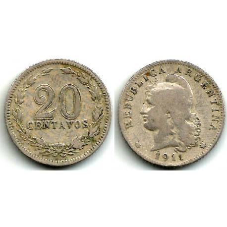 (36) Argentina. 1911. 20 Centavos (BC)