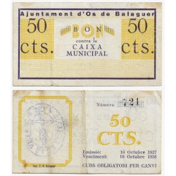 Os de Balaguer. 1937. 50 Céntimos (MBC)
