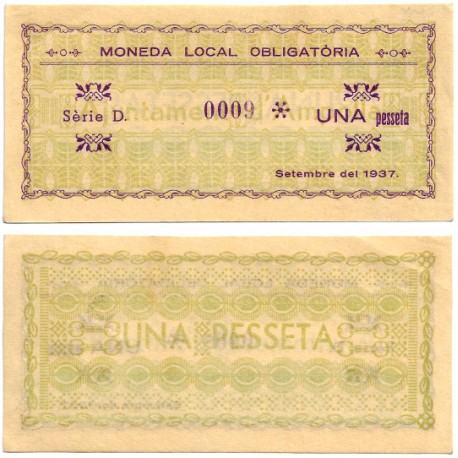 Ampolla. 1937. 1 Peseta (EBC+)