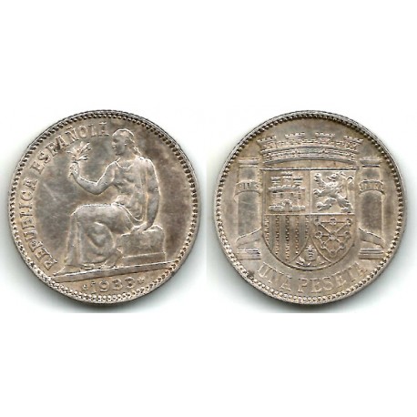 España (II República). 1933*(3-4). 1 Peseta (MBC+) (Plata)