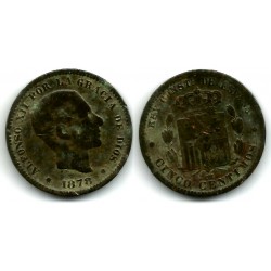 Alfonso XII. 1878. 5 Céntimos (BC/BC-) Ceca de Barcelona OM