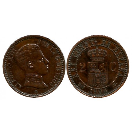 Alfonso XIII. 1904*(04). 2 Céntimos (MBC+) Ceca de Madrid SM-V