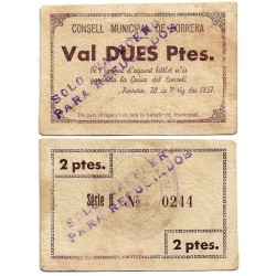 Porrera. 1937. 2 Pesetas (MBC)