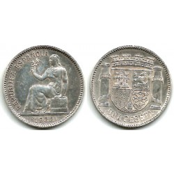España (II República). 1933*(3-4). 1 Peseta (MBC) (Plata)