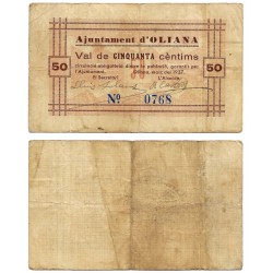 Oliana. 1937. 50 Céntimos (BC)