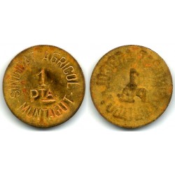Sindicat Agrícol. Muntagut de Fluvià. 1 Peseta (MBC)