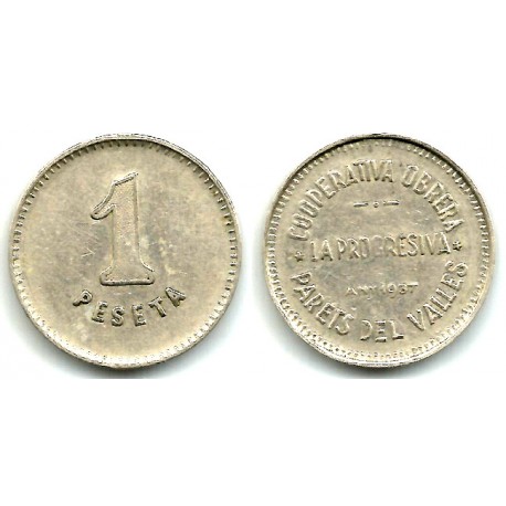 Cooperativa Obrera La Progresiva. Parets del Vallès. 1 Peseta (MBC+)