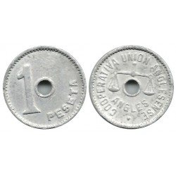 Cooperativa Unión Anglesense. Anglès. 1 Peseta (MBC+)