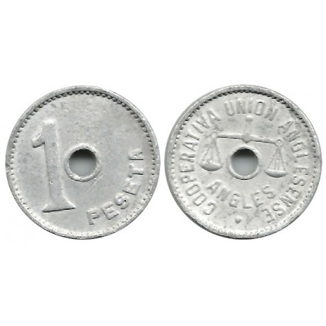 Cooperativa Unión Anglesense. Anglès. 1 Peseta (MBC+)