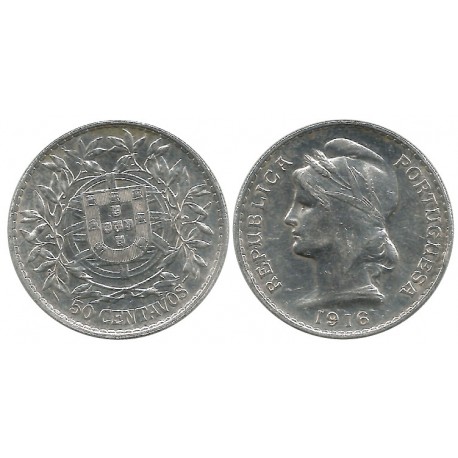 (561) Portugal. 1916. 50 Centavos (MBC) (Plata)