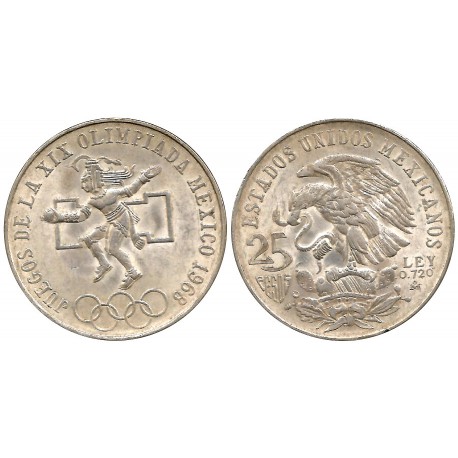 (479.1) Estados Unidos Mexicanos. 1968. 25 Pesos (MBC) (Plata)
