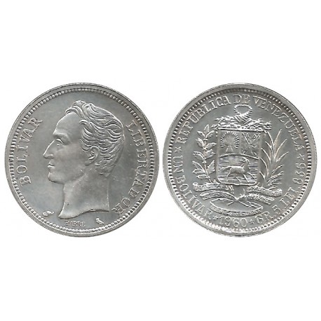 (YA37) Venezuela. 1960. 1 Bolívar (EBC-) (Plata)