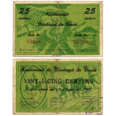 Montagut de Fluvià. 1937. 25 Céntmios (BC)
