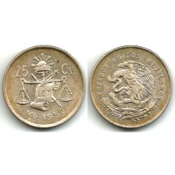 (443) Estados Unidos Mexicanos. 1952. 25 Céntimos (EBC+/EBC) (Plata)
