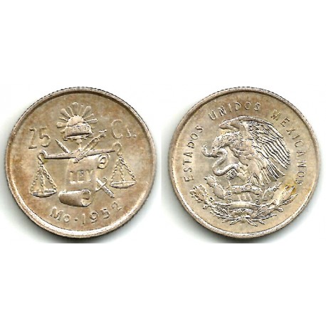 (443) Estados Unidos Mexicanos. 1952. 25 Centavos (EBC+/EBC) (Plata)